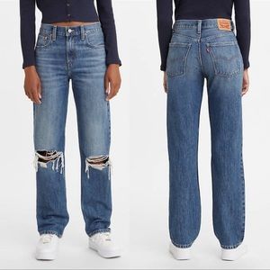 Levis Low Pro Straight Ripped Knee Rigid Denim Jeans in Breathe Out